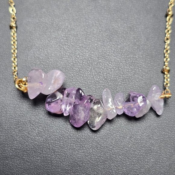 2/$15 February Purple Stone Chip Necklace With Star Charm (NWOT) - Picture 2 of 5